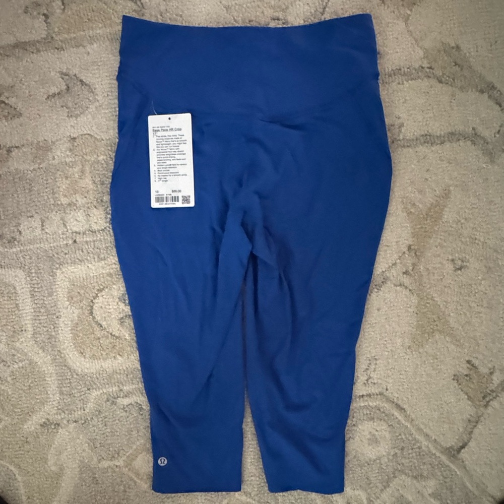 NWT - Lululemon Base Pace HR Crop 17”Length - Blue- Size 10